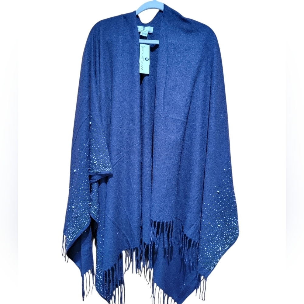 Jessica McClintock Blue Cape with Fringe